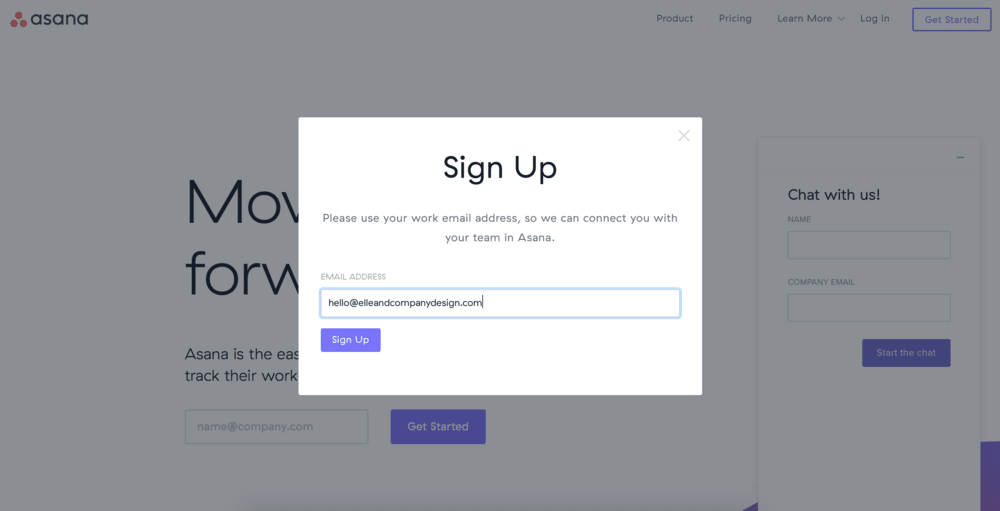 Sign Up to Asana Account